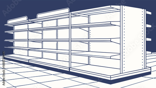 Empty Retail Shelves Store Rack Supermarket Display Product Shelving Retail Interior Design Gondola Shelving Blank Shelves Store Fixture Merchandise Display Retail Space Shopping Commerce Business Sa.