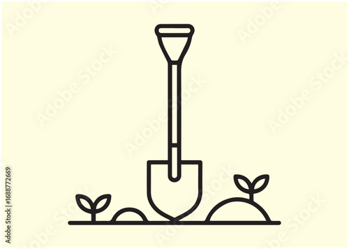 Garden shovel Line art Vector design