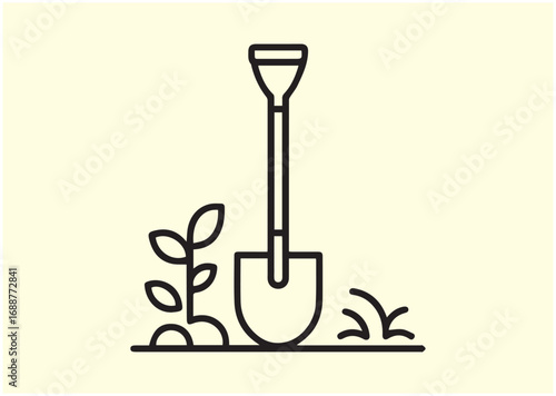 Garden shovel Line art Vector design