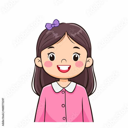 girl happy smile isolated pink