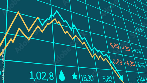 Financial Chart Showing Market Decline Stock Market Graph Economic Trends Investment Business Data Visualization Abstract Background.