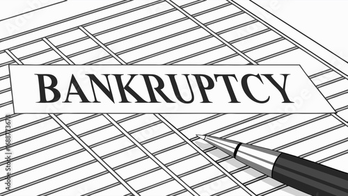 Financial crisis concept illustration bankruptcy debt insolvency spreadsheet pen accounting business finance economics money budget crisis problem solution paperwork report analysis graph chart plann.
