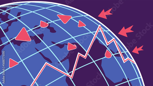 Global Crisis Economic Decline Stock Market Crash Worldwide Issues Financial Instability Abstract Illustration Graphic Design Data Visualization Infographic Business Finance Investment Risk Recession.