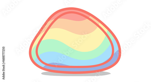 Illustration of a colorful teardrop shape with a red outline design