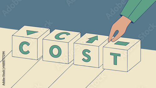 Increasing Costs Conceptual Illustration Cubes with Arrows.