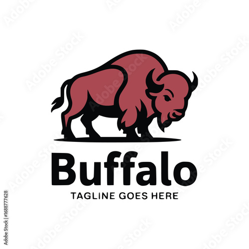Buffalo animal logo design. vector illustration