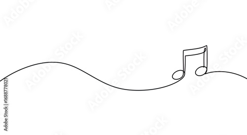 Eighth note musical symbol drawing continuous single line on a white background, concept for music education, audio production, and sound design projects