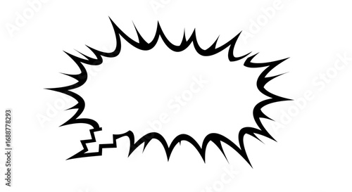Dramatic jagged speech bubble with black outline on white background, concept for comic strips, vector illustrations and social media content creation