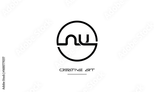 NU, UN, N, U abstract letters logo monogram