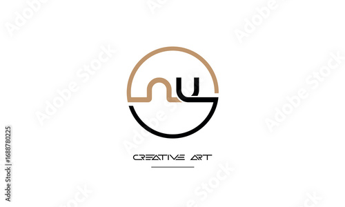 NU, UN, N, U abstract letters logo monogram