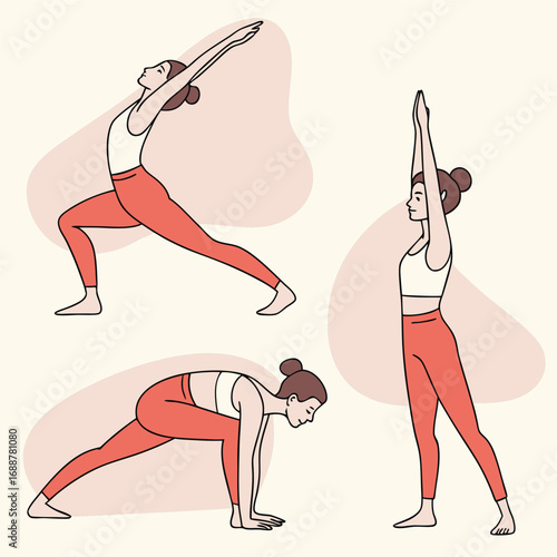 Yoga poses flat illustration generated by ai