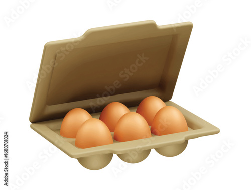 Egg Cardboard Package Egg Case icon 3d rendering illustration