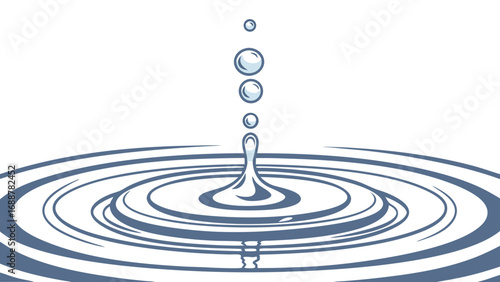 Water Droplet Impacting Still Surface Creating Concentric Ripples and Bubbles.