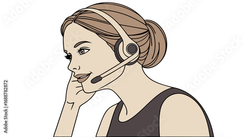 Woman with headset customer service support call center communication helpline online assistance helpdesk telephone operator telemarketing consultant operator business office professional employee wo.