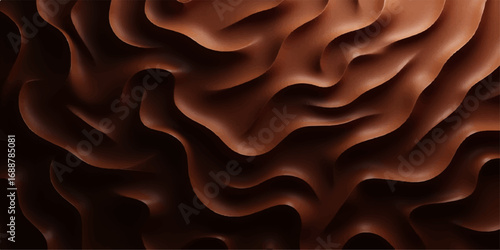 Abstract wavy silk texture background with brown and gold fabric pattern