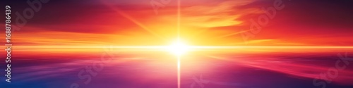 Bright sunburst over horizon landscape colorful sky photography for wallpaper and background images
