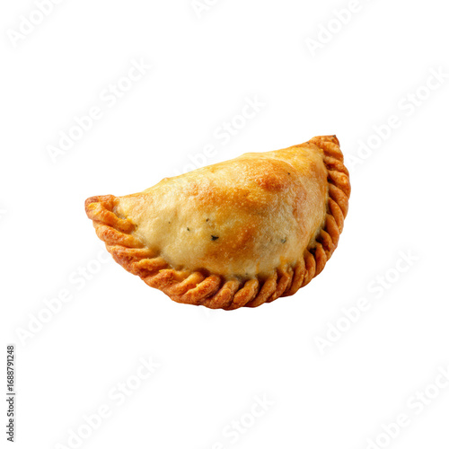 Delicious Golden Brown Empanada Pastry Isolated on Black Background
