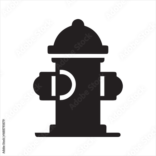 Fire Hydrant Icon Silhouette Vector Illustration Black
