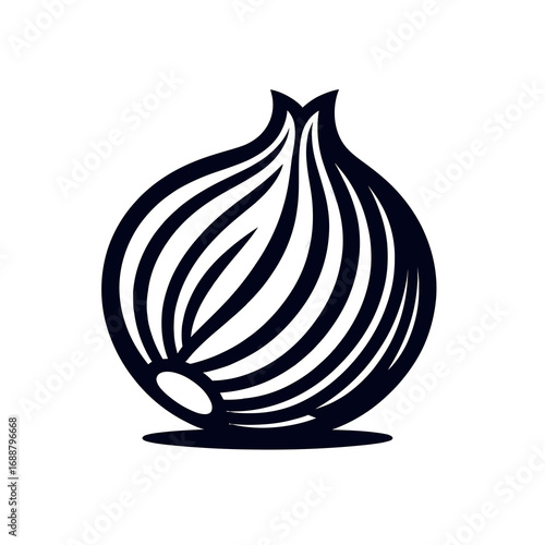 Minimal Black Vector Icon of Shallot Bulb