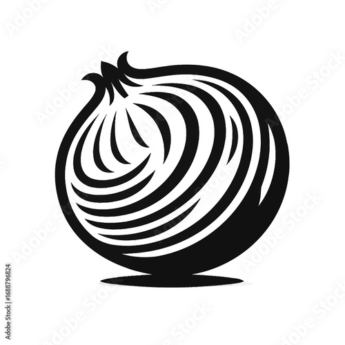 Minimalist Black Onion Icon Vector Design