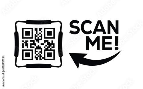 QR code scan icon set. Scan me frame. QR code scan for smartphone. QR code for mobile app, payment and identification. Vector illustration.