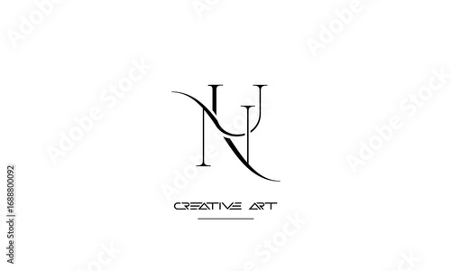 NU, UN, N, U abstract letters logo monogram