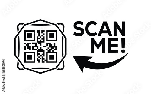 QR code scan icon set. Scan me frame. QR code scan for smartphone. QR code for mobile app, payment and identification. Vector illustration.