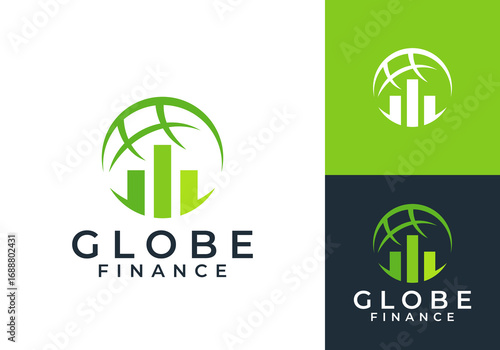globe chart logo design. world business finance icon vector concept