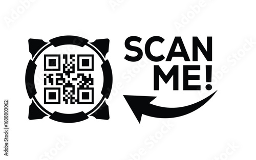 QR code scan icon set. Scan me frame. QR code scan for smartphone. QR code for mobile app, payment and identification. Vector illustration.