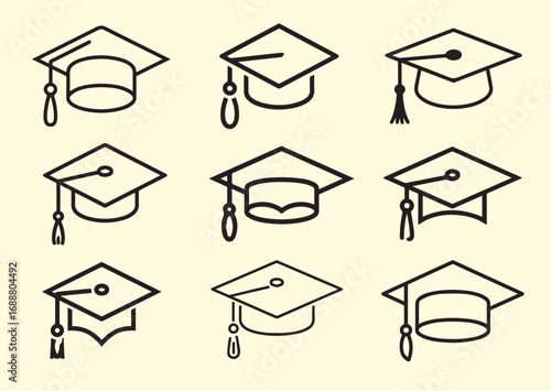 Graduation cap Line art Vector design