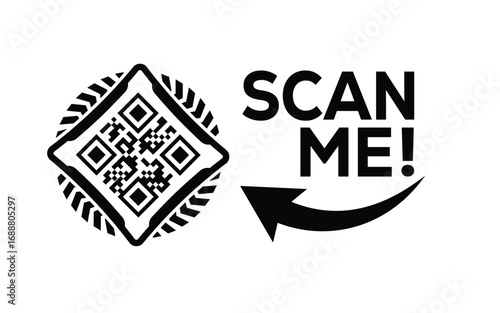 QR code scan icon set. Scan me frame. QR code scan for smartphone. QR code for mobile app, payment and identification. Vector illustration.