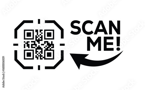 QR code scan icon set. Scan me frame. QR code scan for smartphone. QR code for mobile app, payment and identification. Vector illustration.