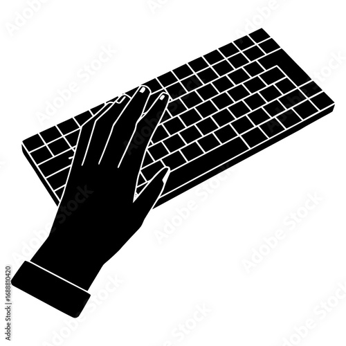 silhouette of a human hand typing a keyboard