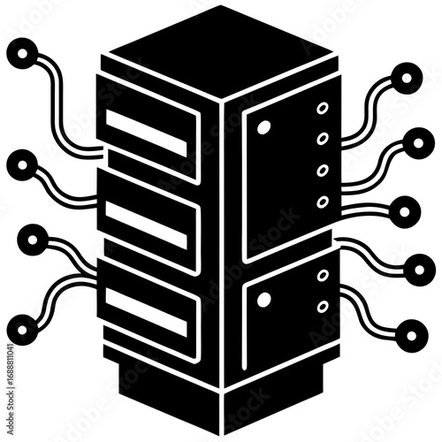 silhouette of a server cabinet