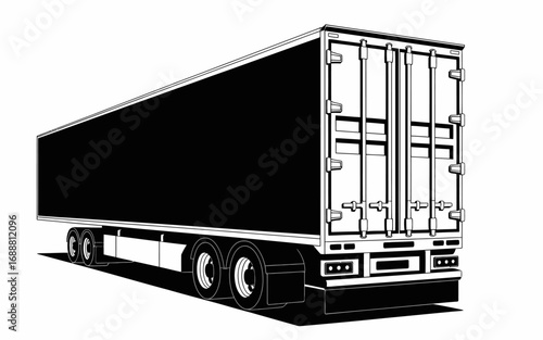 Vector illustration of a modern cargo trailer, embodying the concept of essential freight transport, efficient logistics, and seamless global supply chain operations.