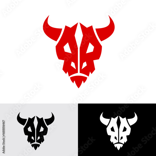 a bold and modern buffalo head ilustration Buffalo Head BB Monogram Logo/icon