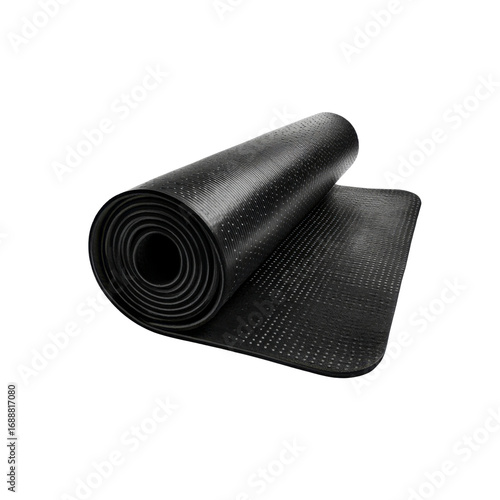 Rolled Black Exercise Mat with Textured Surface