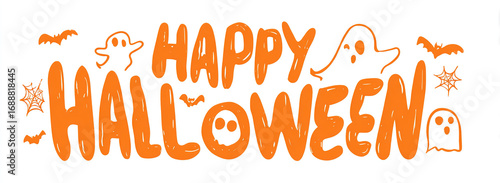 Happy Halloween greeting - Festive text design - Spooky holiday concept.