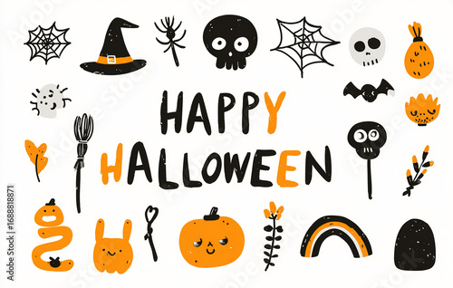 Halloween-themed illustrations - Festive graphic elements - Spooky celebration concept.