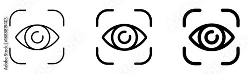Outline copyright eye icons set representing intellectual property rights digital protection and monitoring design