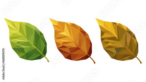 Autumn Leaves Set. Polygonal autumn leaves. Leaves clipart. Set of polygonal leaves