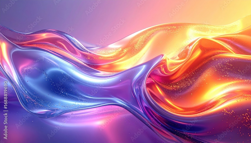 Obraz premium Abstract, vibrant, liquid-like forms in a gradient of vibrant colors, flowing and merging.