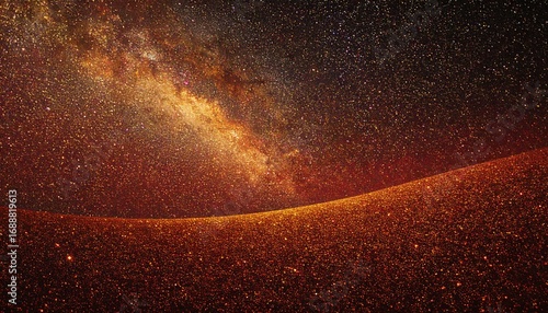 Cosmic landscape,  golden hues
