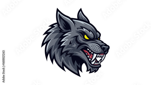 Wallpaper Mural Fierce Wolf Mascot Logo Illustration with Sharp Teeth and Intense Gaze Torontodigital.ca