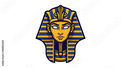 Striking Ancient Egyptian Pharaoh Mask Mascot Logo Illustration for Royal Design and Cultural Heritage Themes