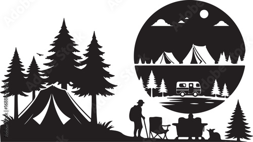 Vector Camping Adventure Silhouettes

