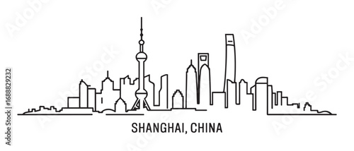 Canvas Print Shanghai Line Art skyline silhouette