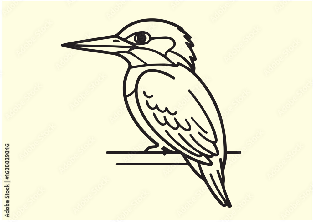 Obraz premium Kingfisher Line art Vector design