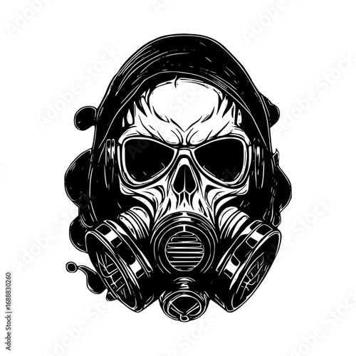 Skull in gas mask vector illustration