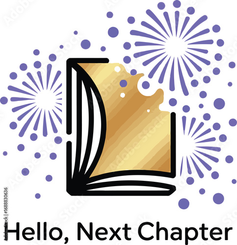 Open book with colorful fireworks isolated on transparent background